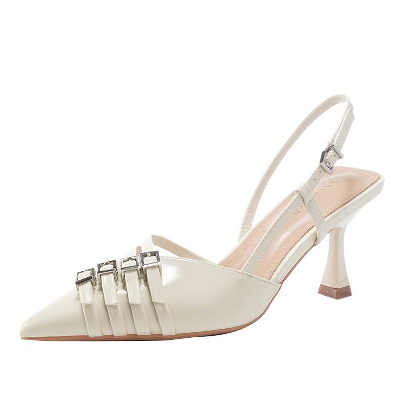 A temperament high-end sense niche high heels women's pointed head thin heel bag head sandals word with summer