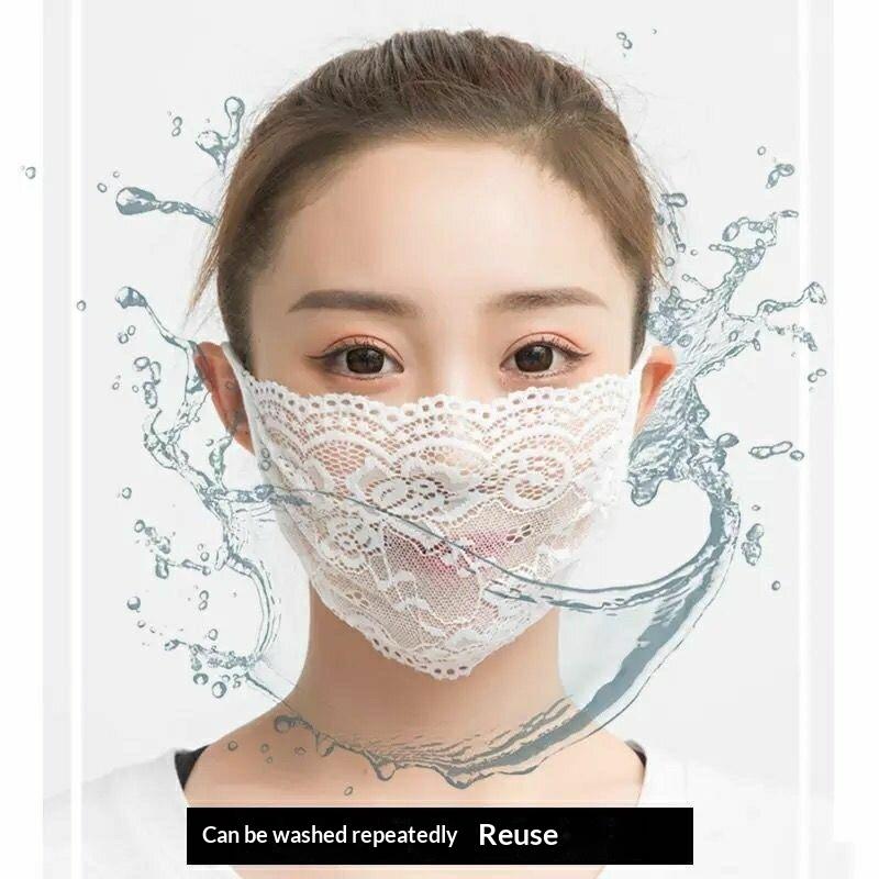 Lace Anti-Uv Sunscreen Mask Breathable Ear Cord Face Cover Scarf Hanging Ear Dust-Proof Scarves Mask Summer Dust-Proof Veil