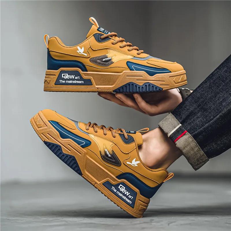 Fashion New Casual Sports Shoes Men's Leather Low-Top Fashion Trend Easiest for Match Running Shoes Men's Outdoor Sports