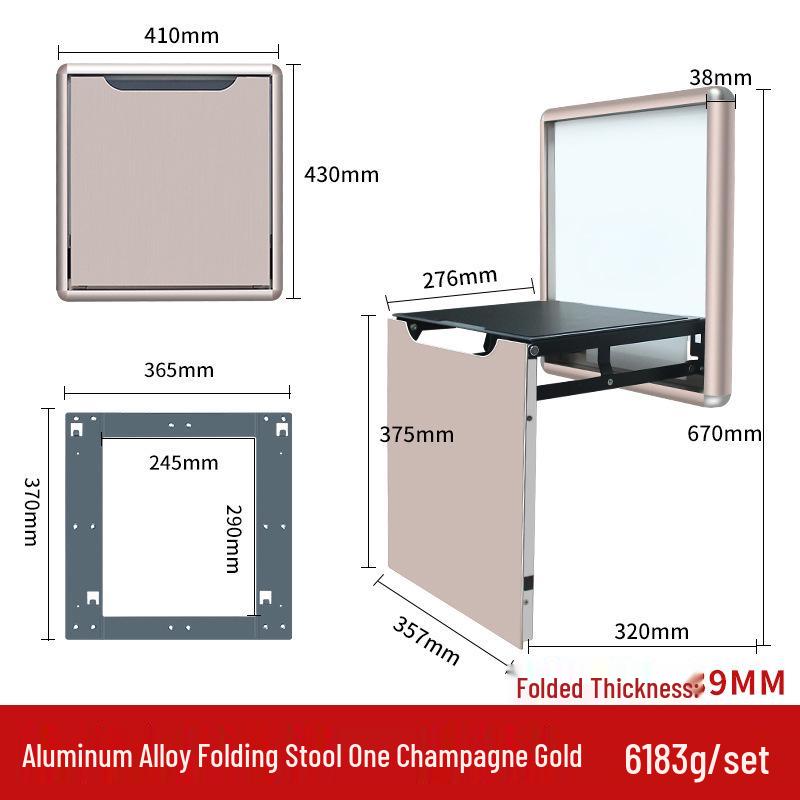 Wall-Mounted Folding Shoe Cabinet and Stool for Entrance or Bathroom