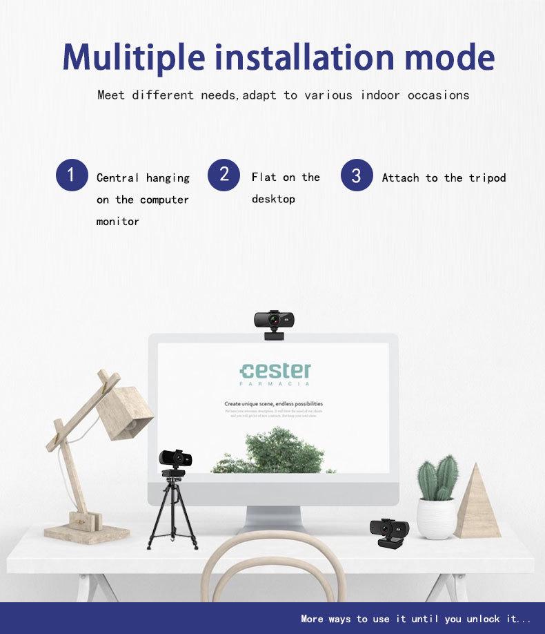 HD USB Webcam for Live Streaming & Conferencing with Built-In Microphone & WiFi, Driver-Free.