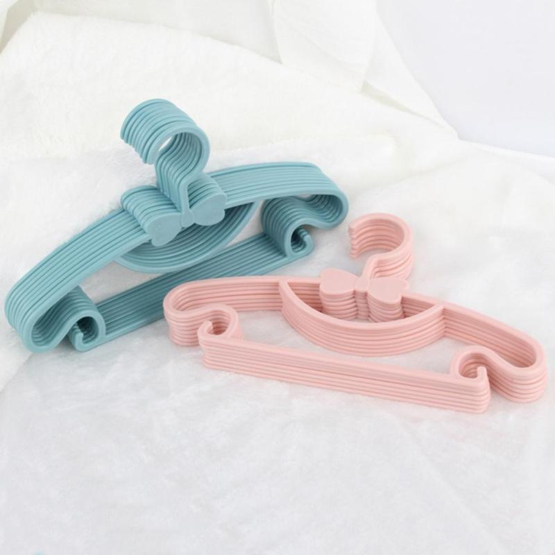 5pcs Kids Clothes Hangers Portable Multifunction Hook Design Clothes Drying Rack For Kid Plastic Baby Hangers Clothes Storage F1M3