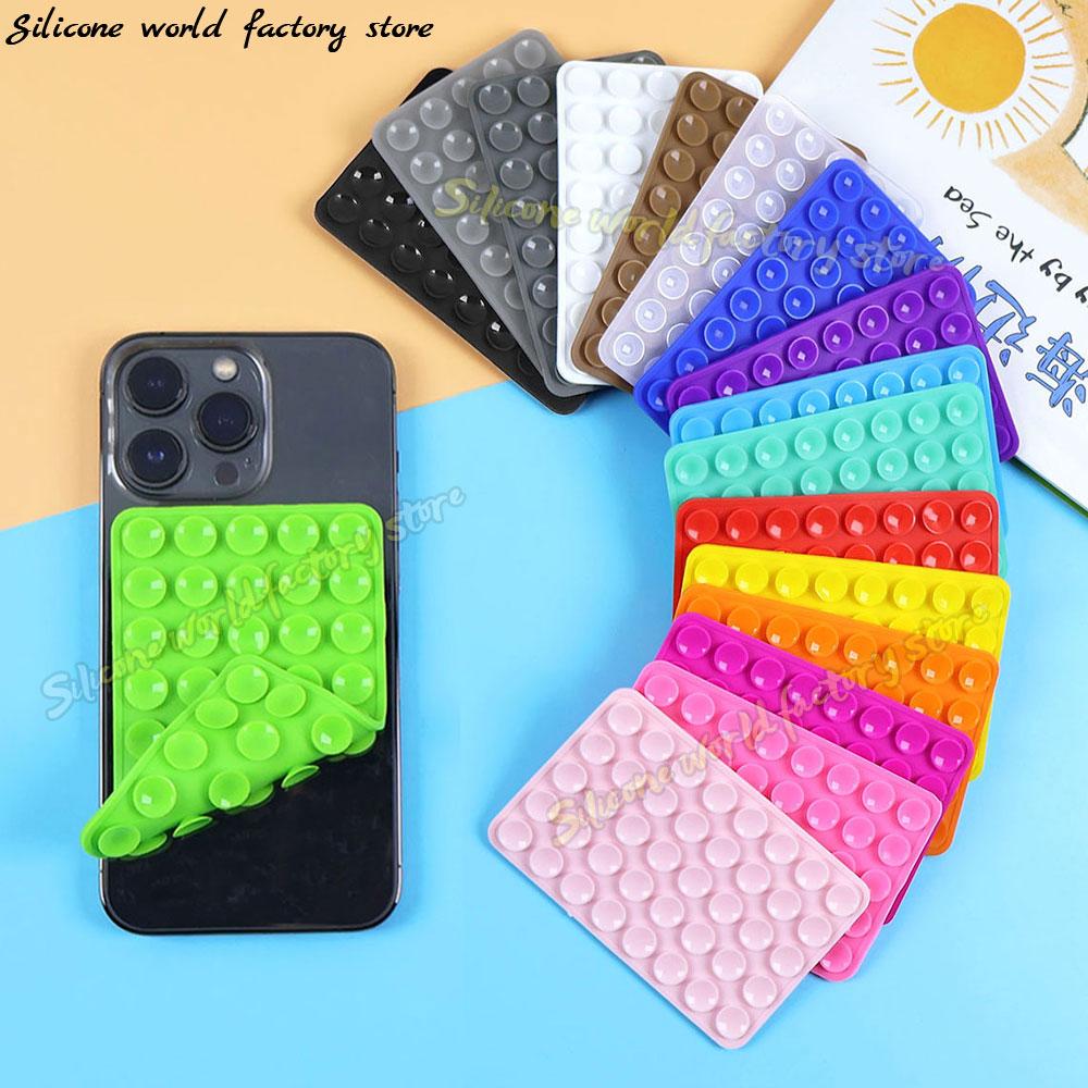 Silicone World Double-sided Silicone Suction Pad For Mobile Phone Fixed Pad Suction Cup Wall Stand Square Anti-Slip Back Sticker