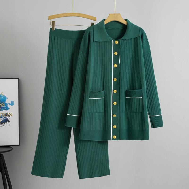 

Middle East Women s Knit Cardigan & High Waist Wide-Leg Pants Set Medium зелений