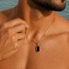 KunJoe 2026 Minimalist Stainless Steel Square Pendant Necklace Men 18K Gold Plated Clavicle Chain Waterproof Non Fading Jewelry