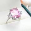 New Arrival Female Wedding Ring  Sterling Plata Square Cut Pink Zircon Finger Rings For Women  Gift Anillos Mujer