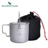 Titanium Travel Mug With Foldable Handle Carabiner Loop 1100ml Insulated Coffee Cup Camping Hiking Outdoor Use