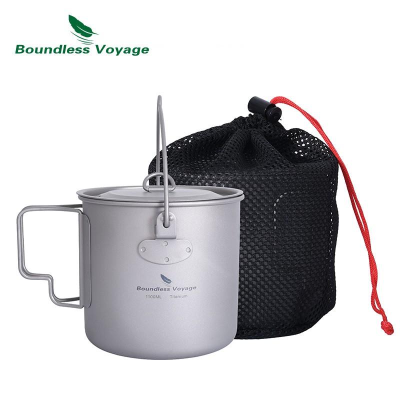 Titanium Travel Mug With Foldable Handle Carabiner Loop 1100ml Insulated Coffee Cup Camping Hiking Outdoor Use