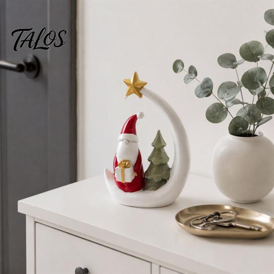 Christmas Table Decorations Santa And Deer Figurine, Gnome Resin Statue, Holiday Compact Room Ornament Centerpiece for Home Living Bedroom Mantel