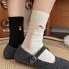 Fall/Winter Women's Spring/Summer Fine Combed Cotton Mid-Calf Stockings with Mushroom Embroidery and Boneless Layered Design