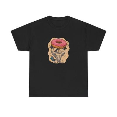 Unisex Adult T Shirt Muscle Unicorn Lifts Giant Donut