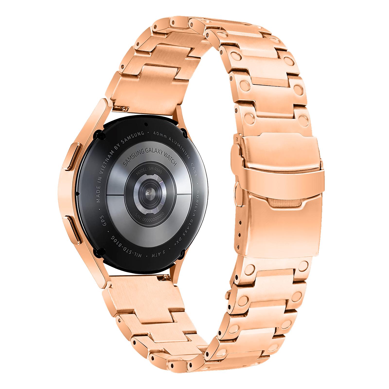 

For Samsung Galaxy Watch4 Active 40mm 44mm/Watch4 Classic 42mm 46mm Smart Watch Strap 20mm Stainless Steel Watchband Rose Gold