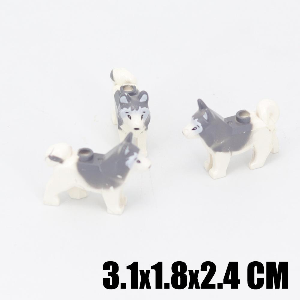 Cute Modeling Small Animals Assembled Building Block Scene Accessories Parts Chicken Husky Fighting Dog Flamingo Ornament