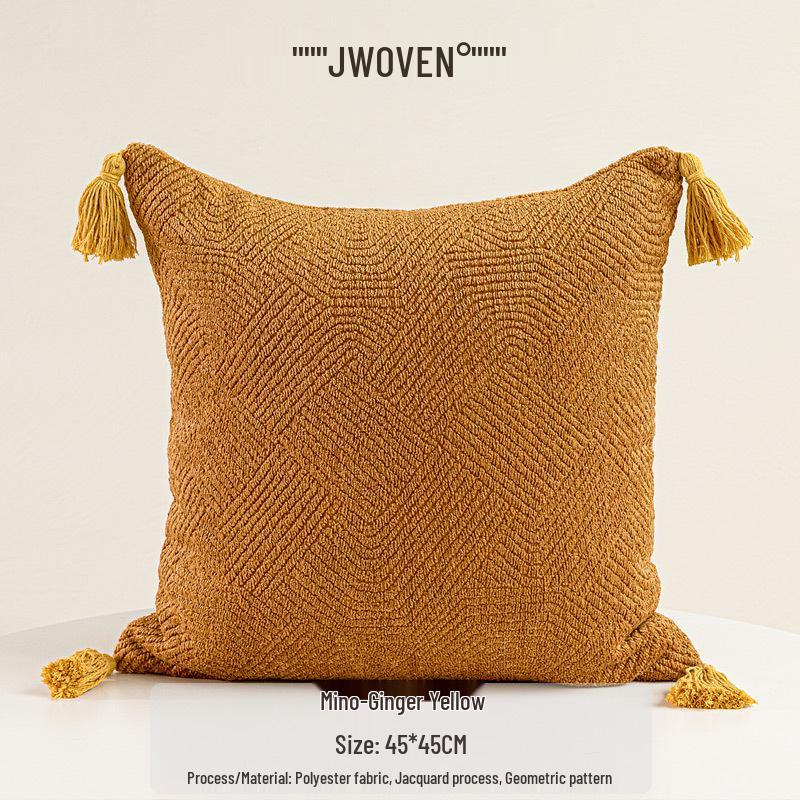 Maillard Vintage-Style Double-Sided Throw Pillow - Brown Beige Textured Cushion for Living Room Sofa Decor