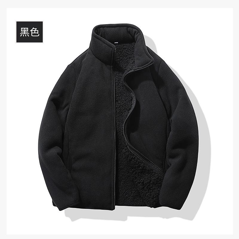 Women's Long Sleeve Fleece Jacket Stand Collar Casual Style Thickened Sherpa Lined Zip Up Outerwear