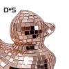 Płytki lustrzane Disco Figurka kaczki Mała kaczka Statua Rzeźba zwierzęca Domowe biuro Półka na książki Dekoracja pulpitu Ozdoba Prezent świąteczny