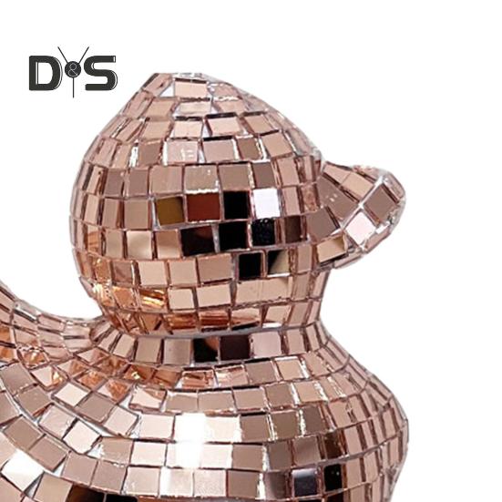 Płytki lustrzane Disco Figurka kaczki Mała kaczka Statua Rzeźba zwierzęca Domowe biuro Półka na książki Dekoracja pulpitu Ozdoba Prezent świąteczny