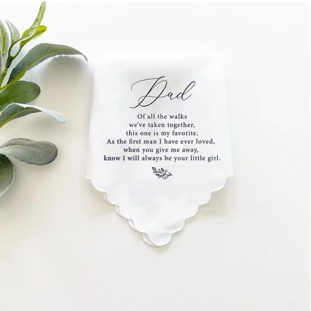 2Pcs Handkerchief Wedding Father of Bride Groom Mother of Bride Groom Gift Wedding Accessories Bachelorette Party Keepsake Gift