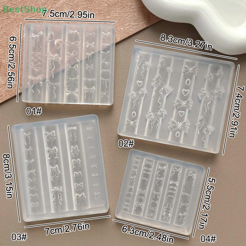 3D Nail Art Silicone Mold Ribbon Bowknot Shaped Mold Stamping Stencils UV Gel Polish Art Mould Carving Mold DIY Nail Art Design