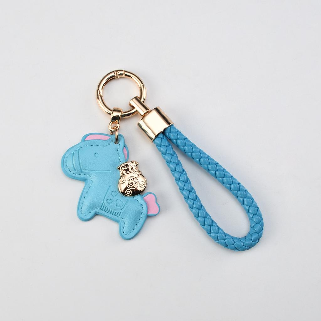 Creative Now Money Keychain Leather Braided Rope Fashion Cartoon Car Keychain Bag Cute Pony Pendant