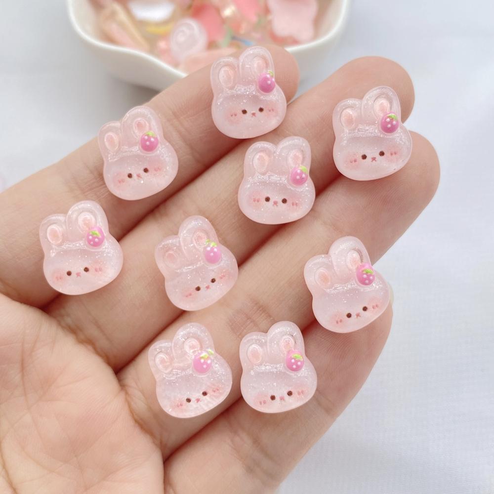 20Pcs New Cute Resin Cartoon Rabbits, Ice Cream, Lollipops  Flat Back Ornament Jewelry Making Manicure Hairwear