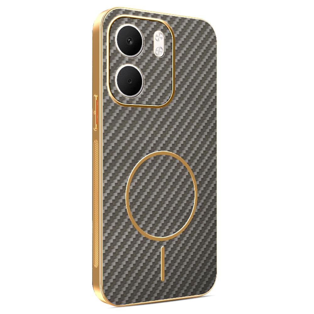 Für Oppo A5x 4G/A5x 5G Handyhülle Carbonfaser-texturiert Galvanisierte TPU-Rückabdeckung