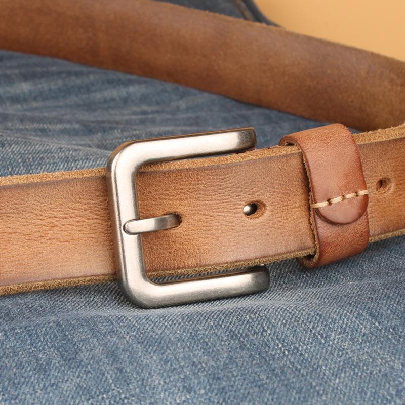 Men's Leather Belt Korean Style Casual Top Layer Leather Pin Buckle Belt Youth Men's Belt