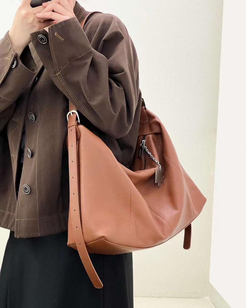 Fashionable And Lazy New Leather Women's Bag Soft Cowhide Large Tote Bag Women's Armpit Bag Casual Shoulder Crossbody Bag