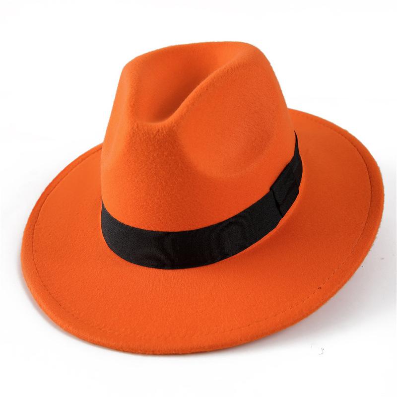 Autumn and winter woolen hat Shanghai beach retro black woolen hat gentleman's hat top hat British jazz hat