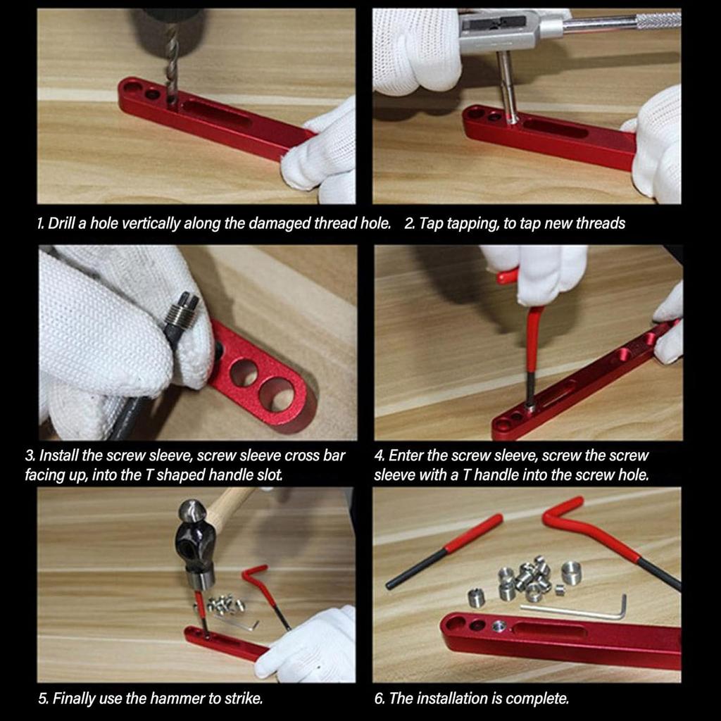 M10 x1 . 25 Thread Repair Kit , Thread Repair Tool Kit Bent Handle Easy To Use Carbon Steel M10 x1 . 25 Uniform Force High Hardness for Home