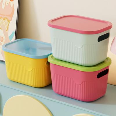 Aufbewahrungsbox mit Griff und Deckel Organizer Platzsparend Stapelbarer Behälter für Küche Schlafzimmer Wohnheim