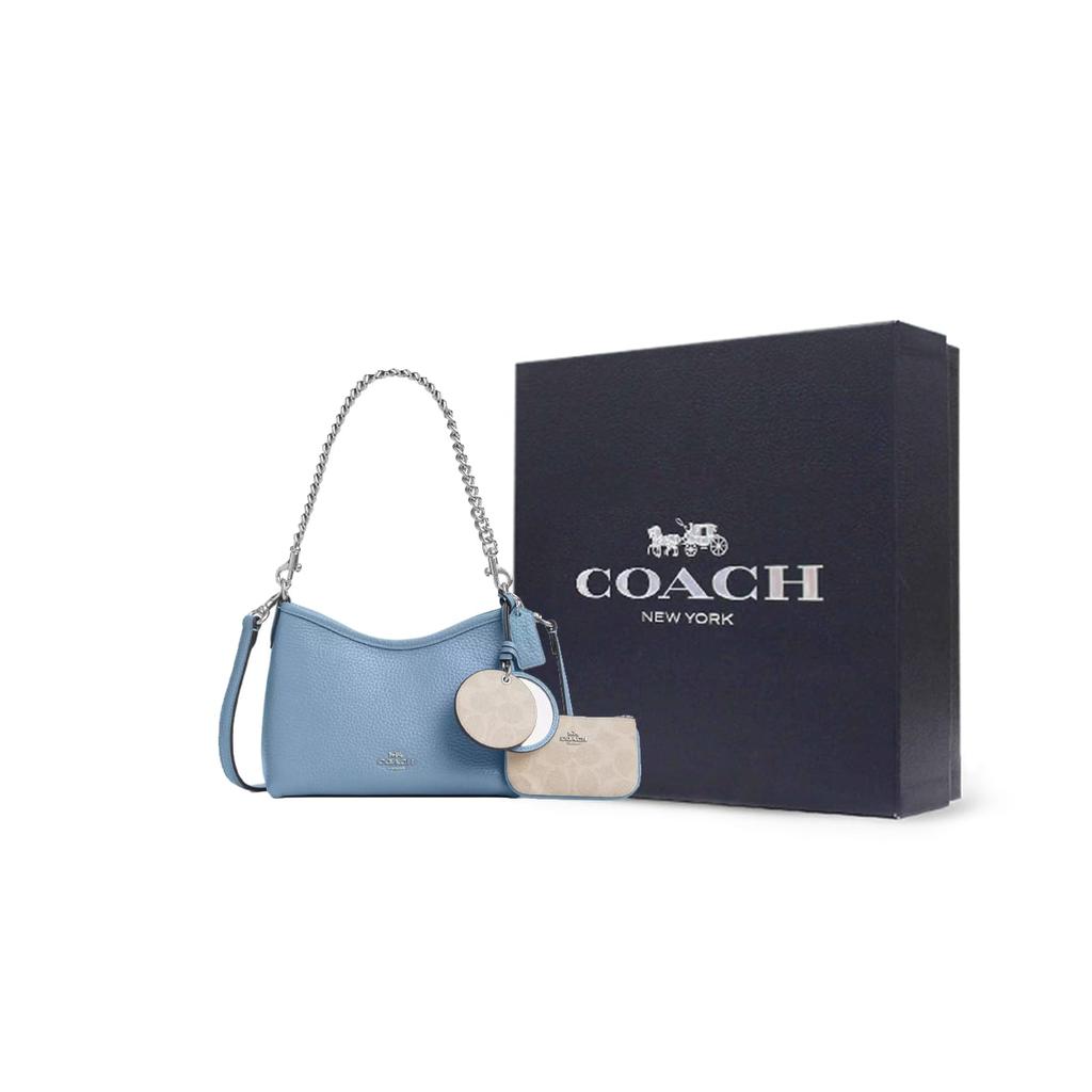 COACH Laurel Cow Leather Shoulder Bag Small Women's Blue CBI06-SVY31