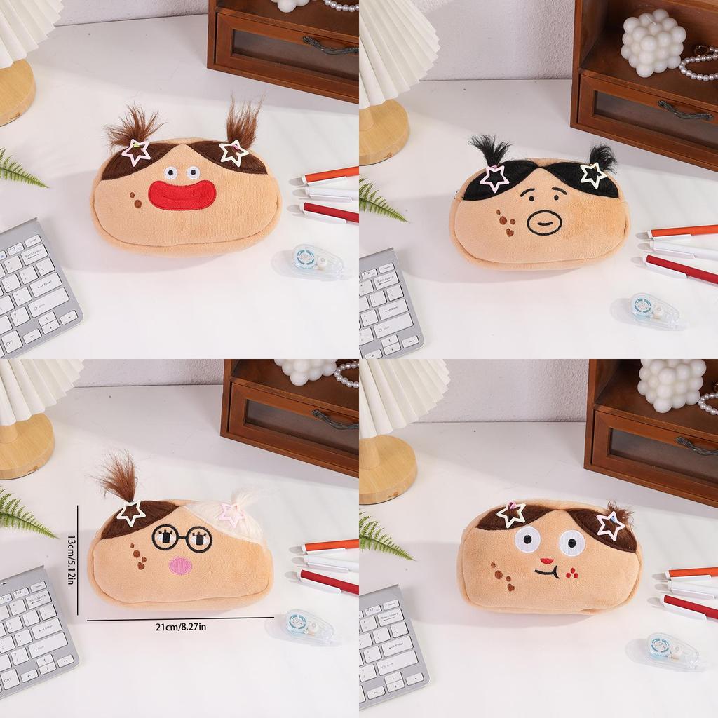 Cartoon Plush Pen Case With Large Capacity For Students And Creative Stationery Storage