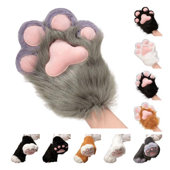 1 Stück Tierpfoten-Handschuh Stiefel Plüsch Fellige Pfote Schuh Flauschig Niedlich Katzenpfoten-Handschuh Cosplay-Zubehör für Kostümpartys Tier-Themenpartys