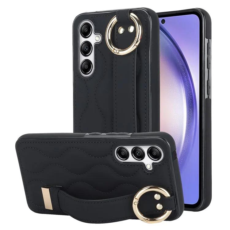

For Samsung Galaxy S24+ Cell Phone Case PU Leather+TPU Cover with Wristband