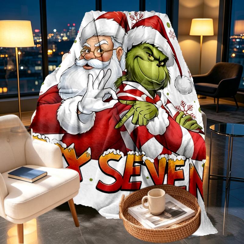 Couverture Imprimée Grinch - Douce & Confortable, pour Chambre à Coucher, Voyage, Canapé, Décoration de Maison - Cadeau d'Anniversaire Noël pour Ami