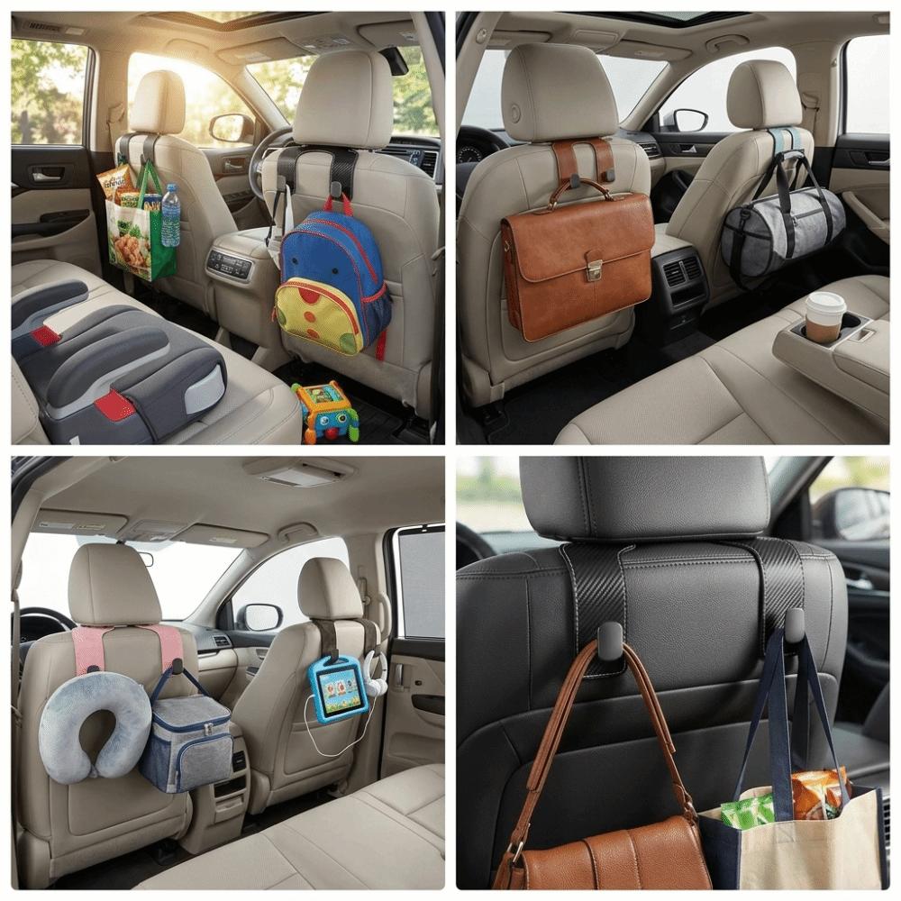 High Load-Bearing Car Backseat Hanger Double Hook Hanging Headrest Bag Holder Car Rear Seat
