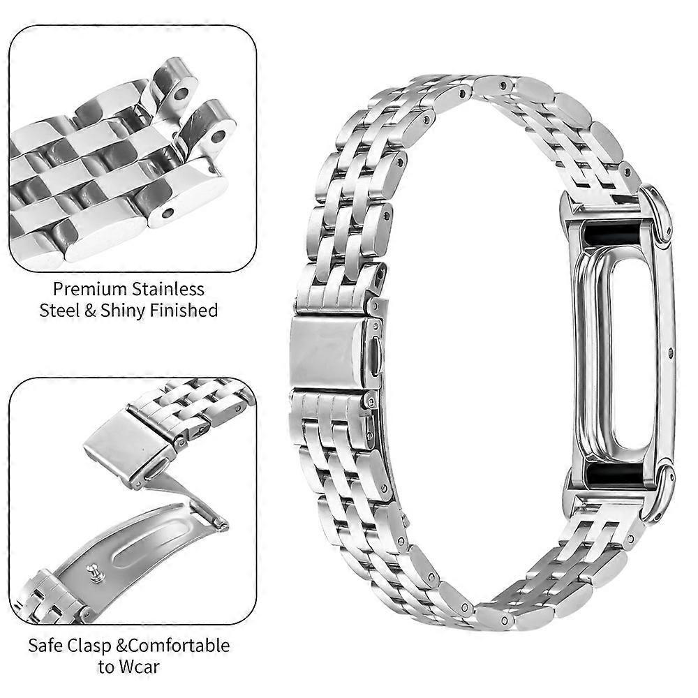 Kompatibel für Google Fitbit Air Metall-Uhrenarmband Edelstahl Fünfgliedrig Schlankes Armband
