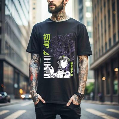 100% cotone TOP UNISEX T-SHIRT UOMO DONNA Maglietta Anime Neon Genesis Evangelion Eva Unità 01 Giapponese Nera 520