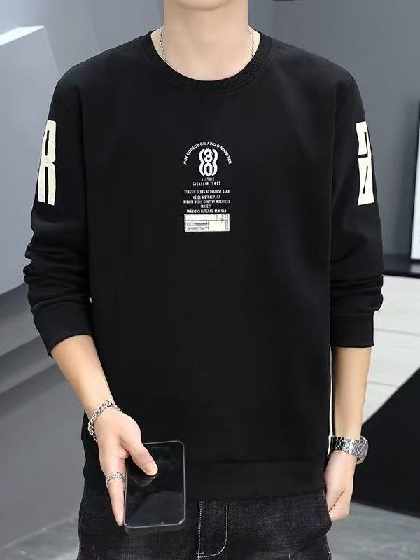 Men's Fleece-Lined Thickened Casual Loose Long Sleeve Warm Base Layer for Autumn and Winter
