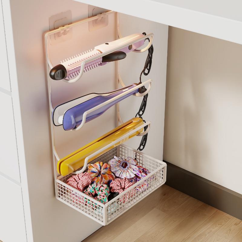 Wall-Mounted Hair Dryer And Curling Ironwork Material Holder No Drilling Required Rustproof Perfect For Bathroom Beauty Salon