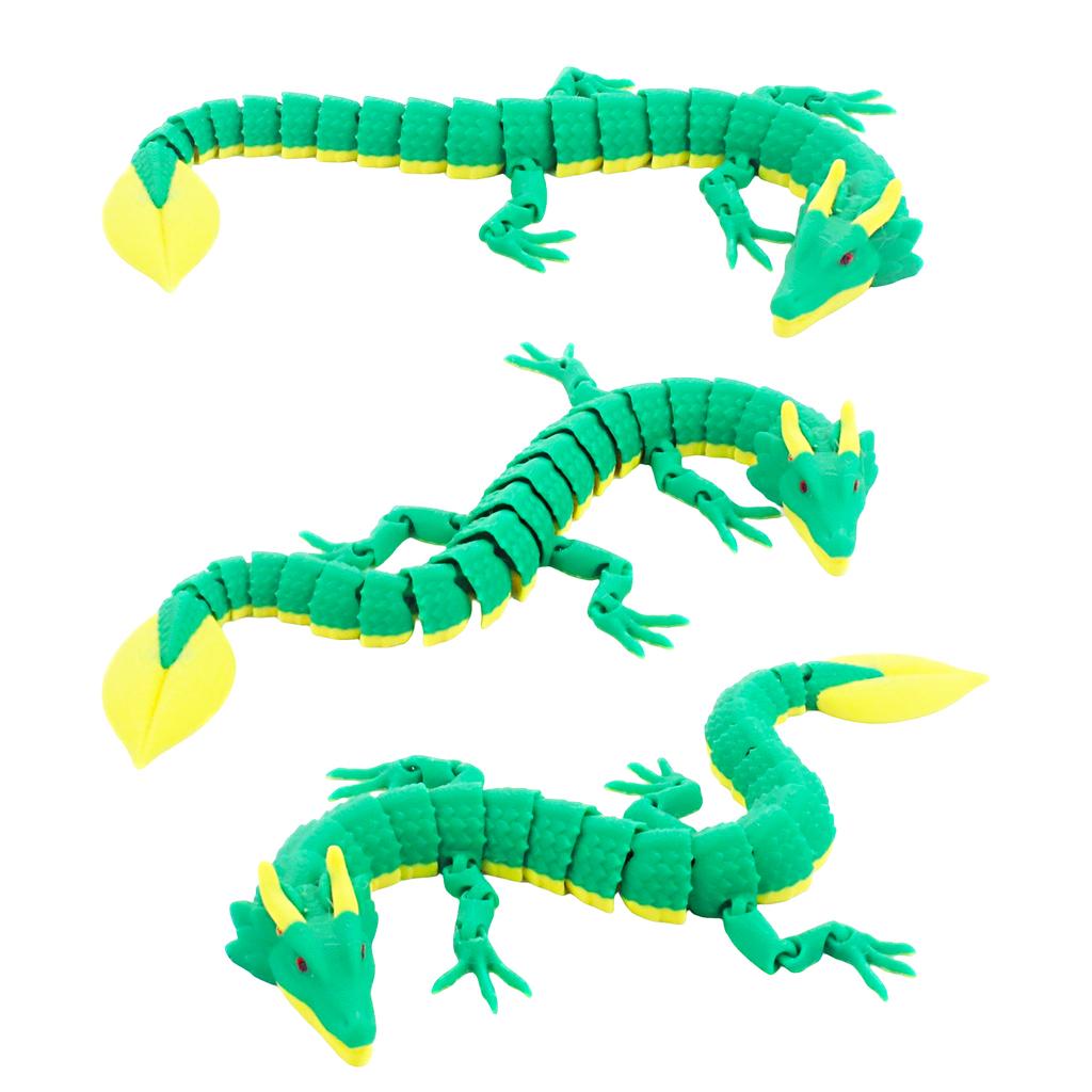 3D Printed Green Bamboo Leaf Dragon, Joints Movable, Multi-Color 3D Printing Technology Toy