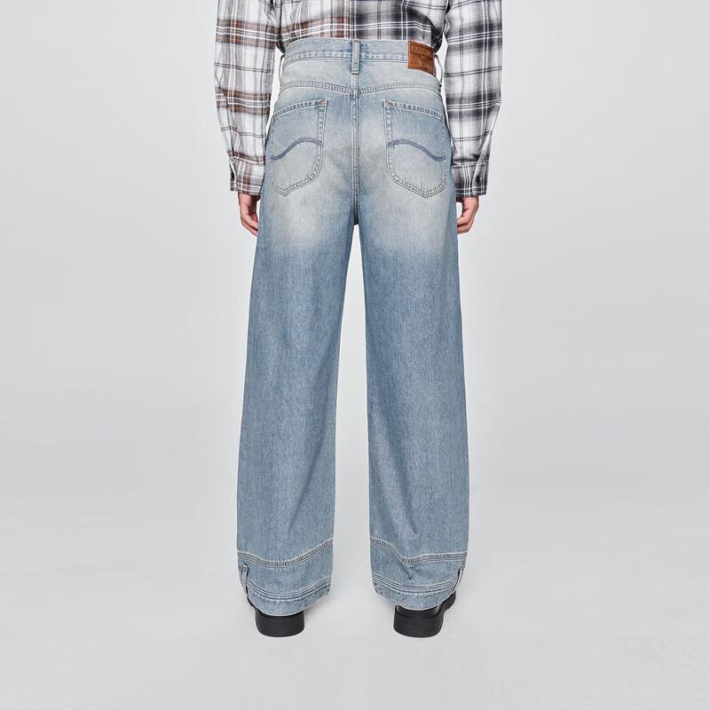 Lee Unisex Loose Fit Wide Leg Deconstructed Light Blue Jeans