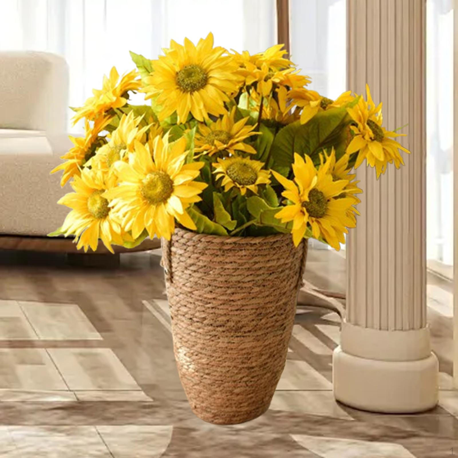 Соломенная плетеная корзина для цветов, крышка цветочного горшка, декоративный портативный многофункциональный деревенский органайзер M