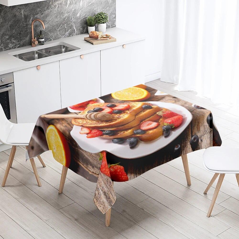 Fata de Masa Imprimata Tort Gourmet Decor pentru Ziua de nastere Masa Restaurant Bucatarie Rezistenta la Pete Impermeabil