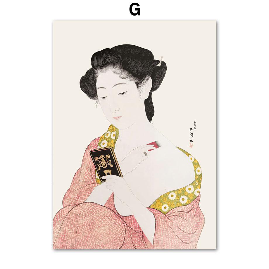 Crane Color Block Woman Watanabe Wall Art Canvas Painting Nordic Posters And Prints Wall Pictures For Living Room Japanese Decor