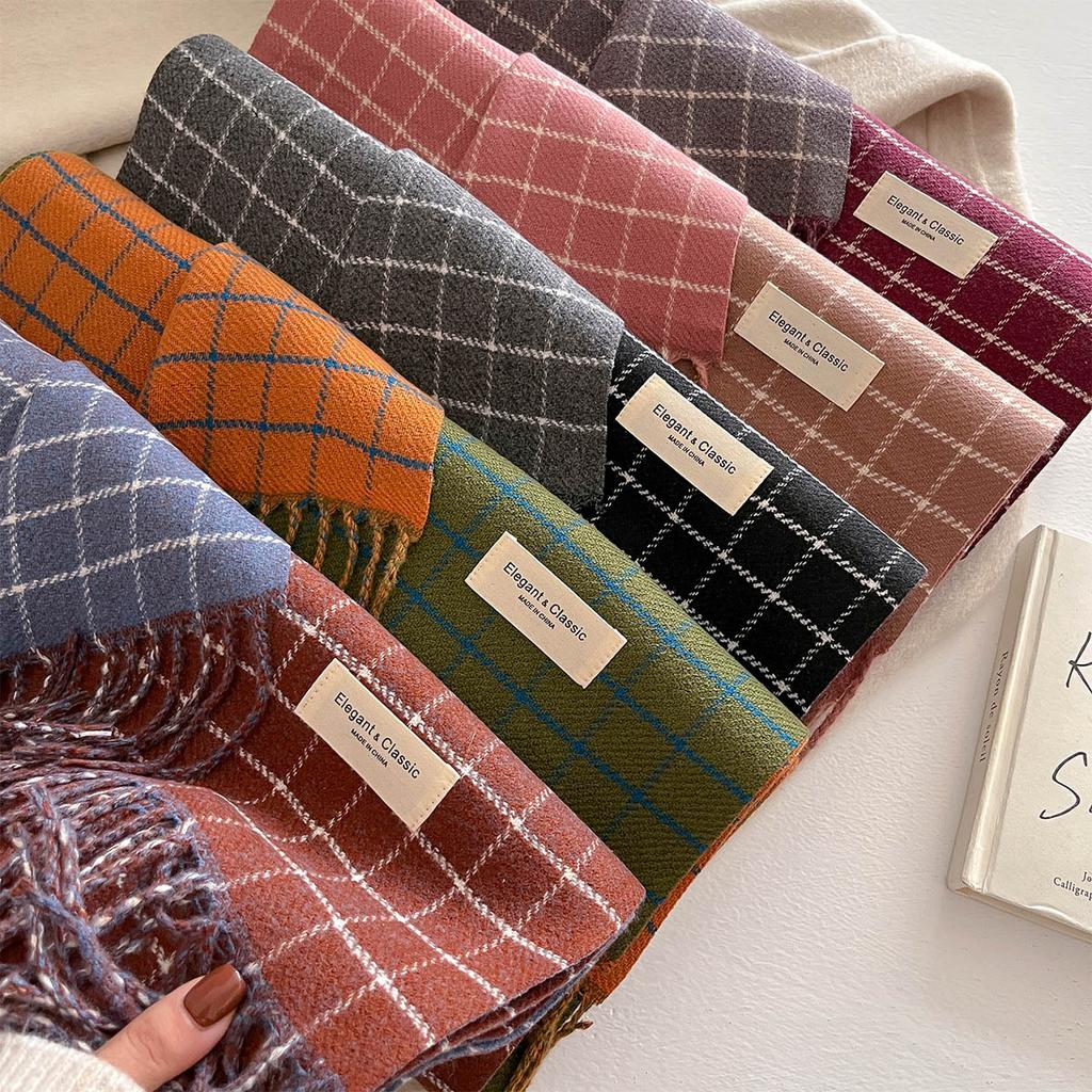 Autumn and winter new versatile couple plaid scarf women's imitation cashmere thickened warm scarf shawl