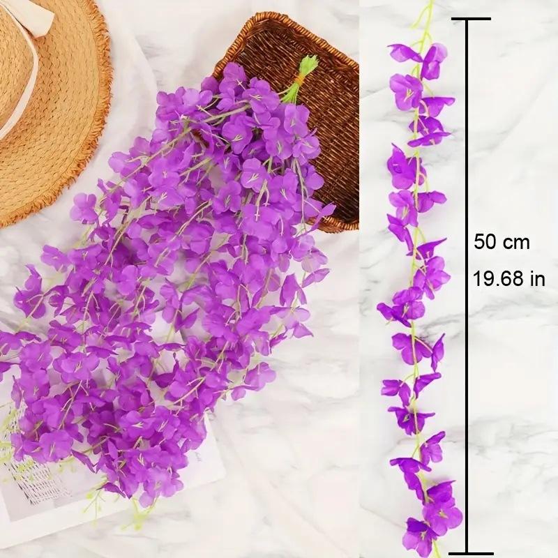 50Cm Artificial Wisteria Vine Hanging Flower Silk Floral Garland Wedding Home Ceiling Decoration Indoor Decorative Plastic Plant
