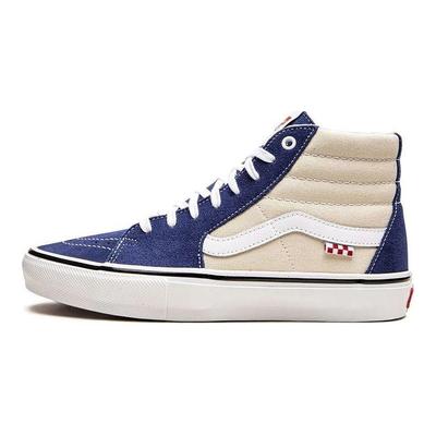 Sk8 Plátěné Kožené Ležérní Vysoké Skate Boty Unisex Tenisky Modré Bílé VN0A5FCC89S