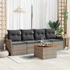 Garden Sofa Set with Cushions 5 Pcs Grey Poly Rattan